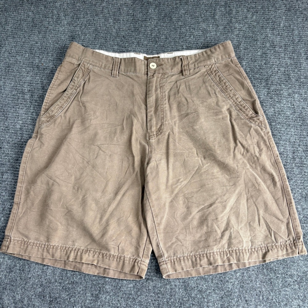 St Johns Bay Mens Tan Corduroy Shorts Size 36 Brown Cotton Casual Utility 3388